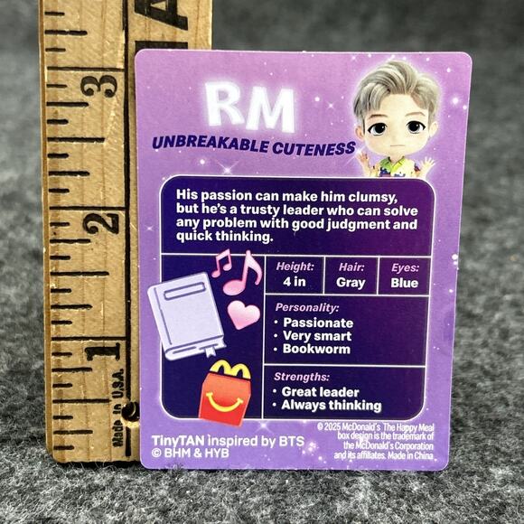 BTS 2025 McDonald’s Tiny Tan Happy Meal Toy Figure Cute Collectible Kpop #1 RM - Picture 8 of 9
